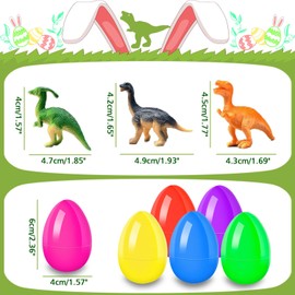 UPINLOOK 24Pcs Easter Eggs with Dinosaurs Inside, Easter Basket Stuffers Easter Party Favors for Kids, Filled Easter Eggs for Easter Hunt, Classroom Prize Supplies