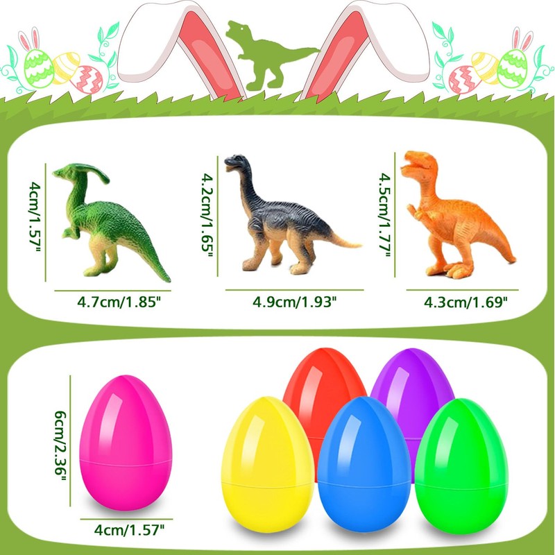 UPINLOOK 24Pcs Easter Eggs with Dinosaurs Inside, Easter Basket Stuffers