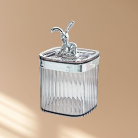 Transparent Creative Toothpick Holder,Large Capacity Toothpick Dispenser Plastic Toothpick Dispenser with Lid for Home and Restaurant(Gray)