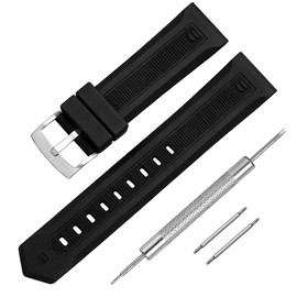 HiCycle2 20-22mm Rubber Watch Band Strap Replacement For Tag Heuer Aquaracer (Black, 22mm)