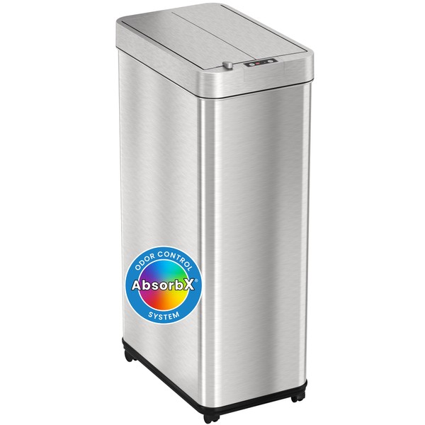 iTouchless 18 Gallon Wings-Open Mobile Wheeled Kitchen Trash Can with