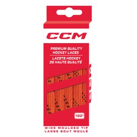 CCM Hockey Non Waxed Moulded Tip Laces (Orange/Black, 84")