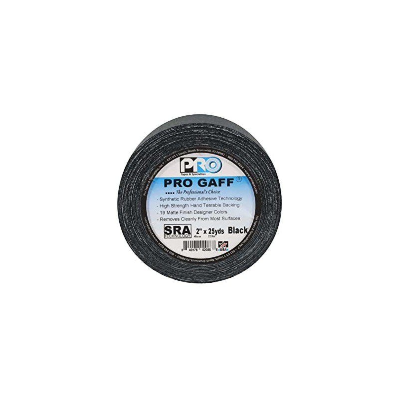 ProTapes Pro Gaff, 2 x 25 Yard (Black, 2" (Pack