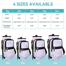 AUPET Water Bottle Sling Bag Sleeve Holder Carrier 25/32/40/64 oz,Insulated Crossbody Water Bottle Case Cover with Strap and Pockets for Men/Women Walking Hiking (Lucky Dogs, 25oz)