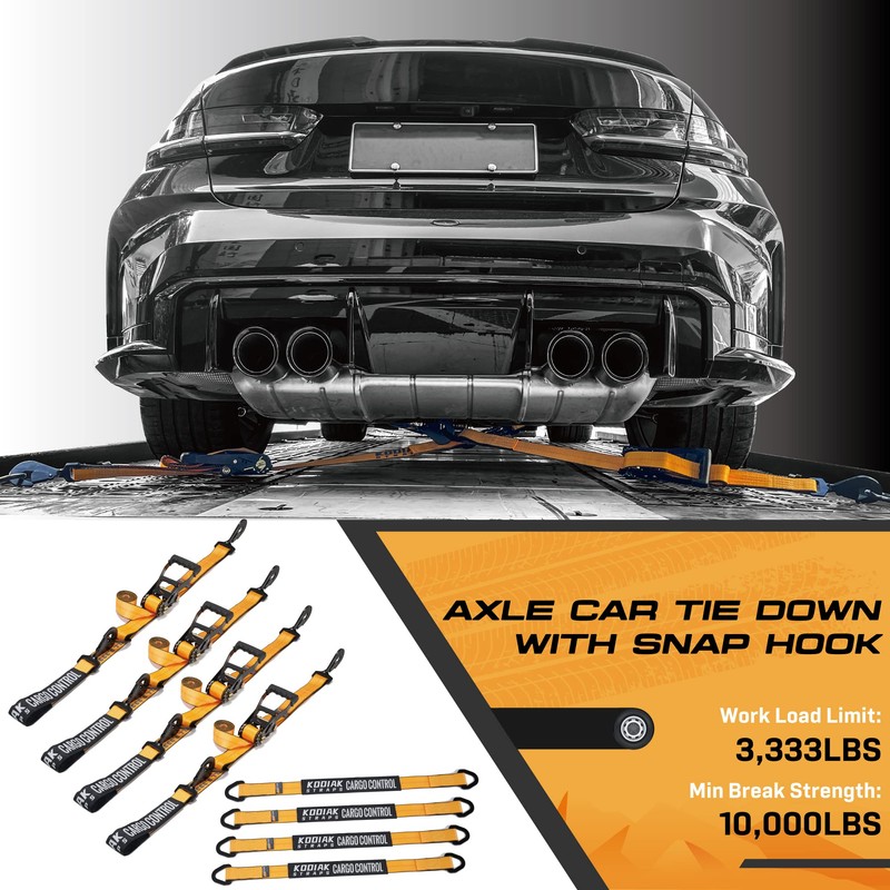 4 Pack Axle Tie Down Strap Combo with Snap Hook