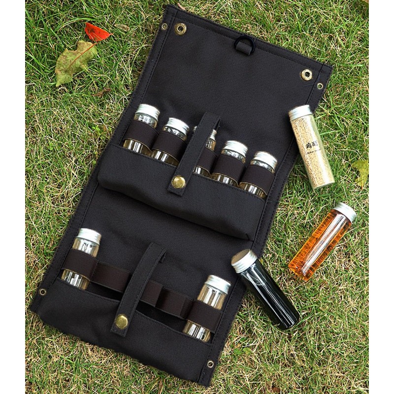 Travel Spice Kit, Portable Spice Bag with 10 Spice Jars,