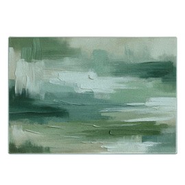 Ambesonne Green Cutting Board, Abstract Design Brush Strokes Look Print with Pastel Tones Celtic Tones, Decorative Tempered Glass Cutting and Serving Board, Small Size, Slate Brown White Teal