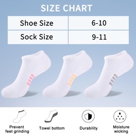 eallco 8 Pairs Ankle Socks for Women Running Athletic Cotton Low Cut Socks Cushioned