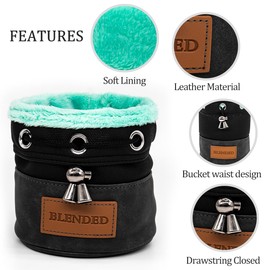 BAIRBRE Golf Valuables Pouch,Bucket Waist Design Golf Pouch Bag with Drawstrings Golf Tee Bag Pouch Leather Golf Tee Pouch Golf Ball Bag for Men Women Black