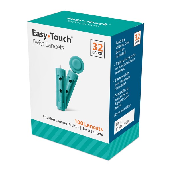 EasyTouch Twist Lancets - 32 G, (100 per Box)