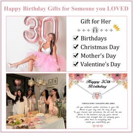 DORANA 30th Birthday Gifts for Women,925 Sterling Silver Circle Necklace Happy 30th Birthday 3 Decade Necklaces Jewellery Gifts with Cards for Daughter Mom Grandma Sister Friend