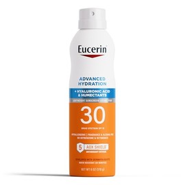 Eucerin Spray de protección solar de hidratación avanzada SPF 30, 6 onzas | Protector solar ligero en aerosol SPF 30 con ácido hialurónico y humectant