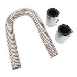 Flexible Radiator Hose, 24in Stainless Steel Radiator Coolant Hose Kit Coolant Radiator Hose Kit with Connectors for 1‑1/4in 1‑1/2in 1‑3/4in 1‑5/8in Radiator Neck (Silver)