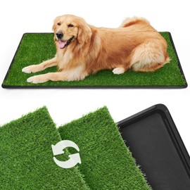 LOOBANI Dog Grass Pad with Tray Large, Indoor Dog Potties for Apartment and Patio Training, with 2 Packs Loobani Dog Grass Pee Pads for Replacement(Tray Potty 45 * 29inch)