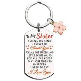 Aavedge Cute Key Chain, Keychains, Thanksgiving Christmas Birthday Gifts for Sister, Women, Dad, Friends, Girls & Teens., To My Sister, Small