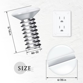 Hotop 240 Pcs Wall Switch Plate Screws 5/16 Inch Long 6-32 Thread Switch Cover Metal Panels Screws Oval Head Replacement Socket Screws Milling Slot Screws for Wall Light Switch Panels