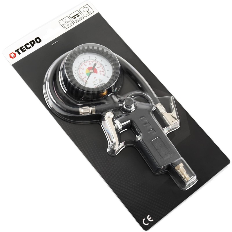 TECPO Compressed Air Tyre Inflation Gun, 0-12 Bar / 0-170