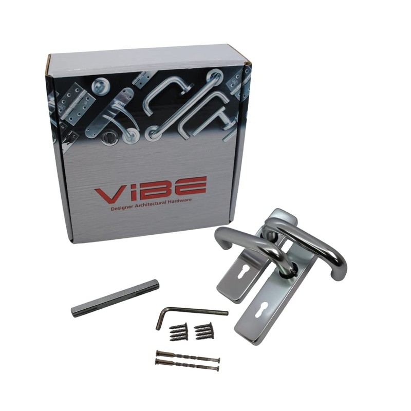 VIBE Round Bar Lever Lock on Polished Anodised Aluminium Door