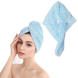 Shakeel Microfiber Hair Towel Wrap | Super Absorbent Hair Turbans for Wet Hair Quick Dry, Hair Wrap Towel with Buttons, Hair Drying Towel Anti-frizz, Grey