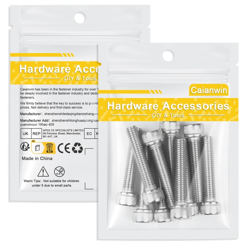Caianwin M8 Screws 10 Pcs, DIN 912 Stainless（A2 V2A）M8 X
