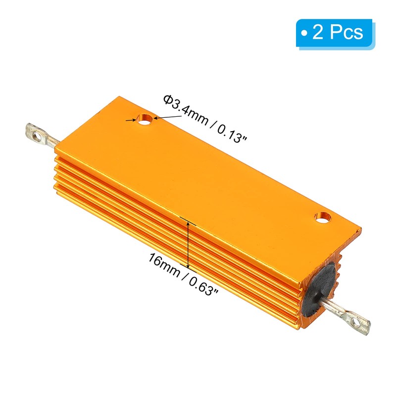 PATIKIL 100W 2.5 Ohm Aluminum Shell Resistor 2pcs Aluminum Housing