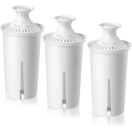 Longlast Filtro de Agua 3 Piezas, Filtros de Repuesto para Jarras y Dispensadores, Plástico Reciclable, Reduce Contaminantes, sin BPA(Blanco)