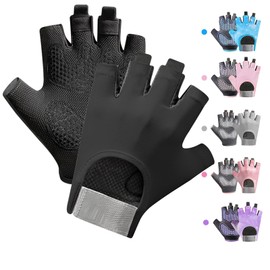 CubePlug Boys Girls Non-Slip Cycling Gloves Half Finger - Padded Grips Palm for Unisex Children, Ideal for Summer Riding, MTB, Bike, Sports, Hiking, Climbing, and Gym (Black, M)