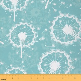 Dandelion Fabric by The Yard Wild Outdoor Flowers Rustic Style Fabric for Sewing Lovers Botanical Floral Natural Plants Fabric for DIY Upholstery and Home Accents 3 Yards,108"L x 59"W Teal Blue White