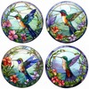 Stained Glass Hummingbird 4 Pcs Ceramic Coasters for Drinks Absorbent