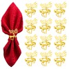12Pcs Golden Christmas Reindeer Napkin Rings, Xmas Elk Napkin Holders