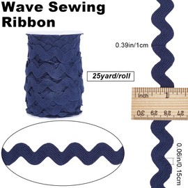 GORGECRAFT 1 Roll 25 Yards RIC Rac Trim Ribbon 0.4 inch/10mm Rick Rack Wave Sewing Bending Fringe Trim Braided Woven Fabric for Sewing Flower Making Wedding Dress Party Craft, Prussian Blue