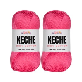 Cotton Yarn - 100% Cotton Yarn for Crocheting and Knitting, Mercerized Cotton Amigurumi Yarn Fine-Sport 2 1.76 oz (50g) / 136 Yrds (125 m) 2 Skeins (4907 - HOT Pink)