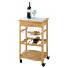 Organize It All Natural Pinewood Multi-Purpose Mobile Kitchen Cart, Light