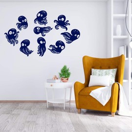 Octopus Sticker Decal-Little Funny Octopus Sea Ocean-Wall Decals Stickers-Animal Nursery-Bathroom Childroom Pool Wall Decor-BxSxK00-08-48-44x70 in