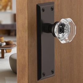 Nostalgic Warehouse New York & Waldorf Crystal Door Knob with Plate