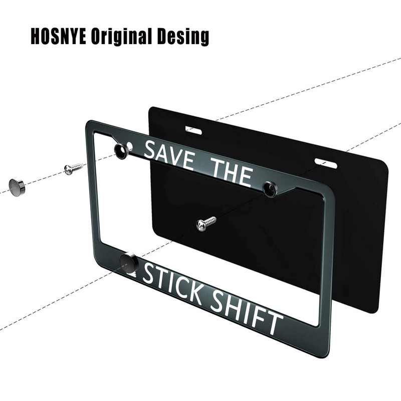 HOSNYE Save The Stick Shift License Plate Frame Metal License