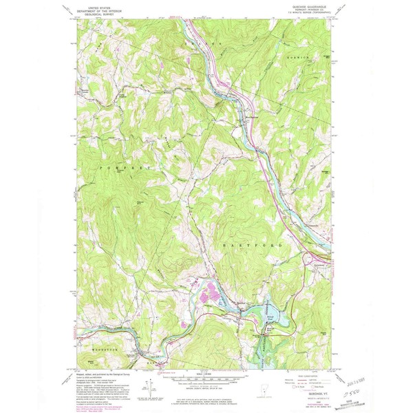 YellowMaps Quechee VT topo map, 1:24000 Scale, 7.5 X 7.5