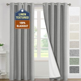 H.VERSAILTEX 100% Blackout Curtains for Bedroom Thermal Insulated Linen Textured Curtains Heat and Full Light Blocking Drapes Living Room Curtains 2 Panel Sets, 52x108 Inch, Heather Ultimate Gray