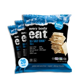 Every Body Eat Snack Thins Sea Salt Chia - Gluten Free, Dairy Free, Vegan, Seed Oil Free, School Safe Lunch Snacks (20 Count 1.1oz Single Serve)