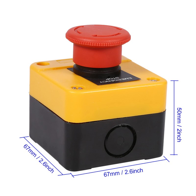 Emergency Stop Button, 660V 10A Plastic Red Mushroom Sign Weatherproof