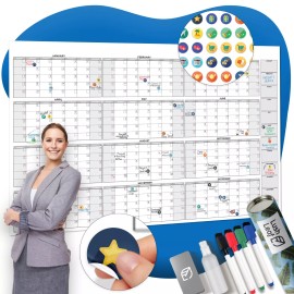 Lushleaf Designs Large Wall Calendar - [38" x 58"] Dry Erase Reusable 2024 White