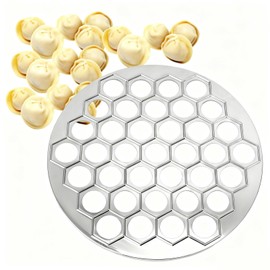 Russian Ravioli Maker Dumplings Mold Aluminum Alloy 37 Holes 9.8 Inch Pelmeni Maker Mold Pelmeni Meat Dumplings Maker for Kitchen(Silver)
