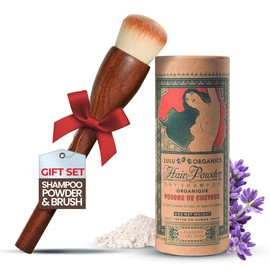 Non Aerosol Dry Shampoo Powder with Brush for Dark Hair and Blonde - All Natural & Organic Hair Care, Paraben & Talc Free, Synthetic Fragrance Free, Ideal Gift for Holiday, Lavender & Clary Sage, 4 oz