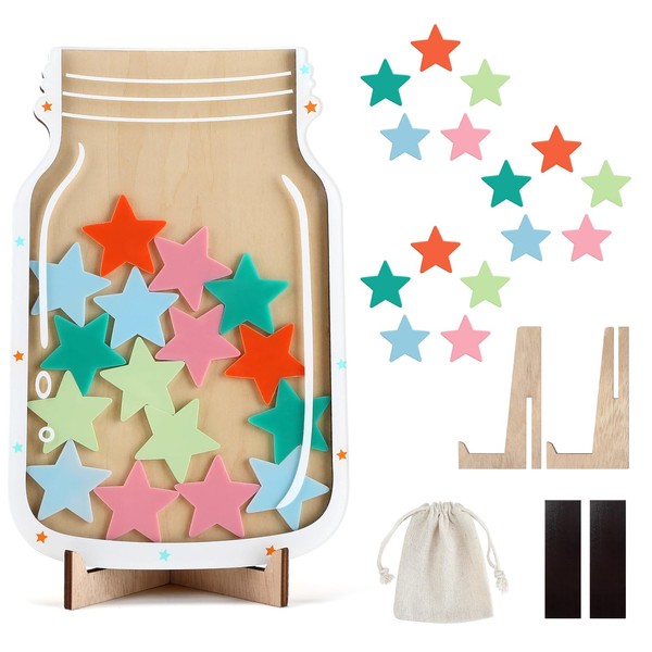 Star Reward Jar with 25 Stars for Children's Behavior, Magnetic