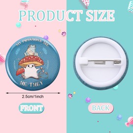 Inbagi 200 Pcs Pronoun Badges Pins Gender Identity Pins Frog Mushroom Butterfly She Her He Him They Them Button Multiple Colors Round Pronoun back Button for Shirts Clothes, 1 Inch