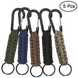 SENHAI 5 Piezas llaveros de Paracord con mosquetón, Clip de Gancho de Anillo de cordón Trenzado para Llaves Cuchillo Linterna al Aire Libre Camping - 5 Colores