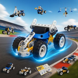 PUKUPIG 10-in-1 STEM Building Toys for Boys Girls Ages 5-10, Educational Construction Kit with Motor, Electric Engineering Building Blocks, Ideal Birthday