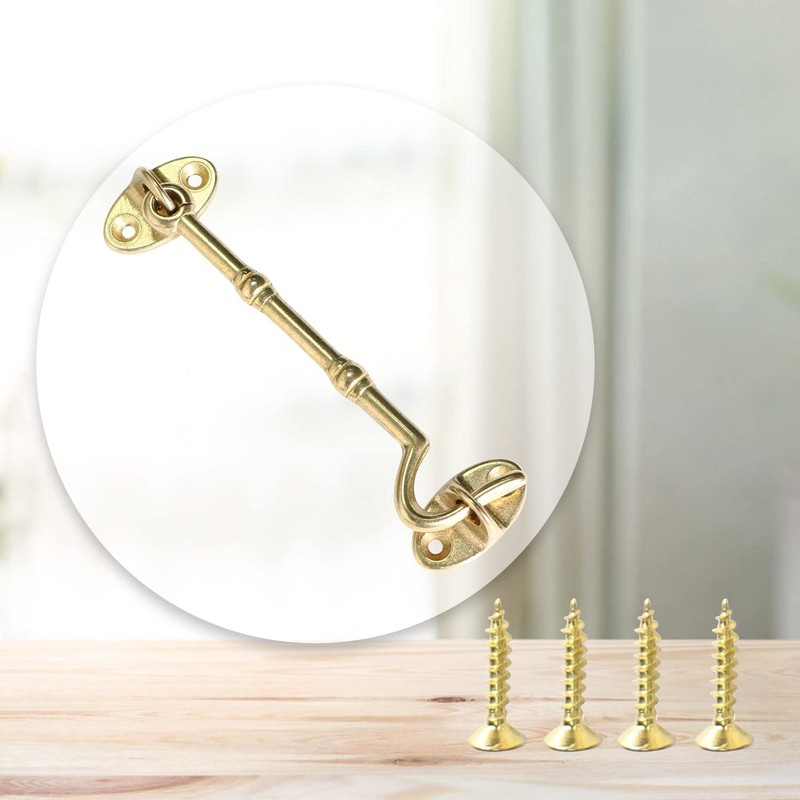 1pcs Cabin Hook 4 Inch Solid Brass Hook and Eye