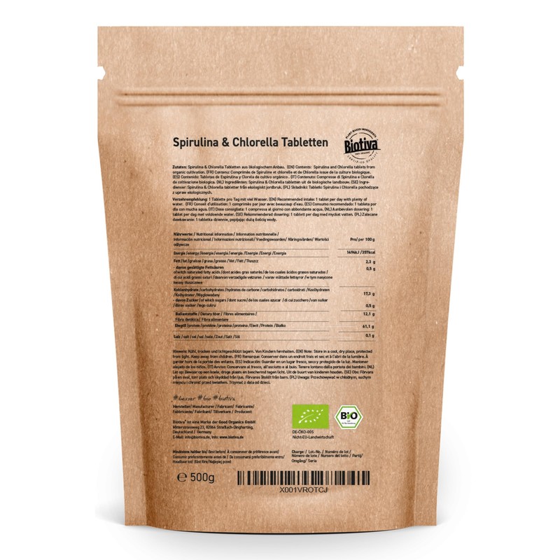 Chlorella & Spirulina Organic (500 Tablets)