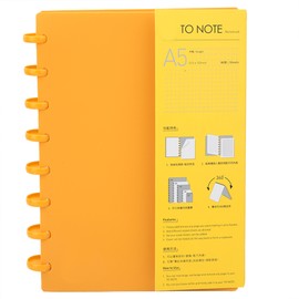 A5 Mushroom Hole Binder Refillable Writing Paper Notebook Office School Supplies(Orange Blank)